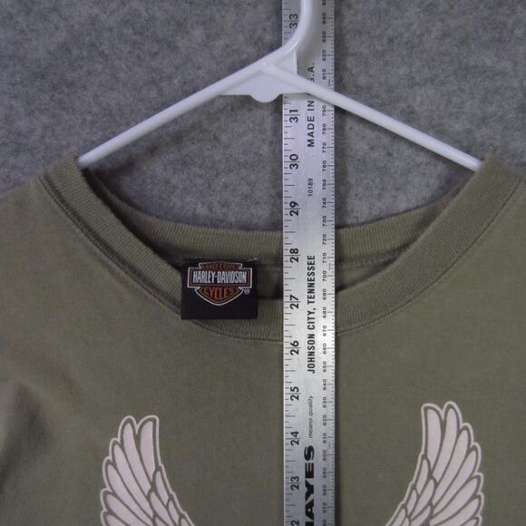 Harley-Davidson Shirt Mens Large Olive Green Eagle Orlando Florida Dealer Biker - Picture 3 of 8